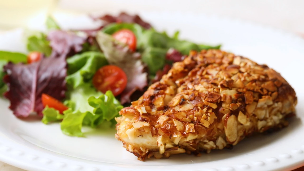 Almond coated grilled chicken wedding food